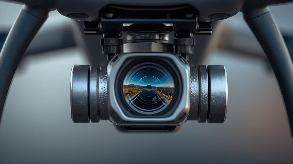 Caméra stabilisée montée sur un drone professionnel
