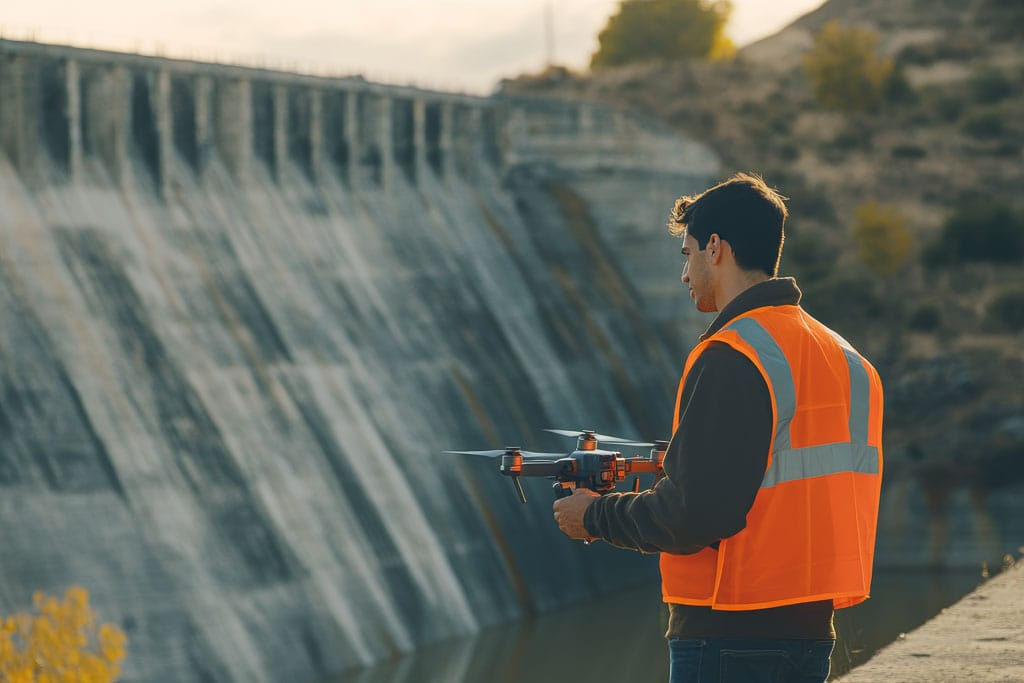 Inspection d'un barrage par drone