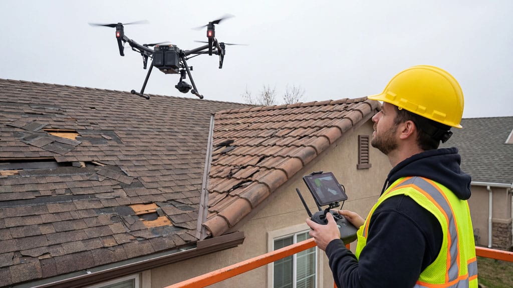 Inspection d'une toiture par drone